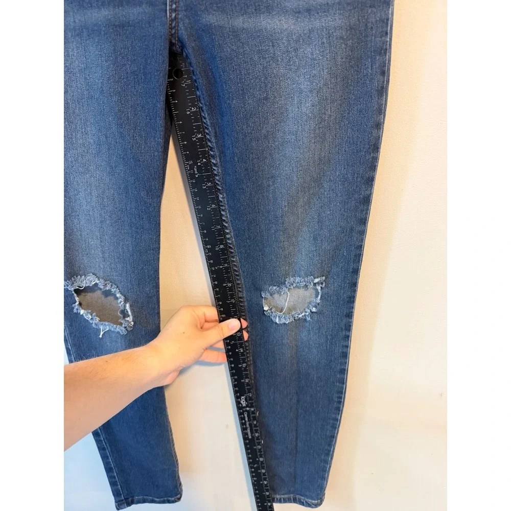 Free‎ People Womens Distressed Skinny Jeans Blue Size 28 Knee Slit Denim 61855